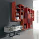 livreiro de parede / contemporâneo / em madeira laqueada fosca / vermelho
