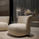 poltrona design / em tecido / em madeira / bege
