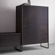 buffet aparador alto / contemporâneo / metálico / em vidro