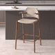 banqueta contemporânea / em couro / com base em madeira / com apoio para pés