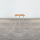mesa contemporânea / em madeira maciça / em lariço / com base em aço inoxidável polido