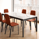 mesa de jantar contemporânea / em cerâmica / com base em aço laqueada / retangular