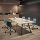 mesa de reunião contemporânea / em madeira / em laminado melamínico / com base metálica